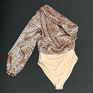Amazon Leopard Print One-Shoulder Bodysuit